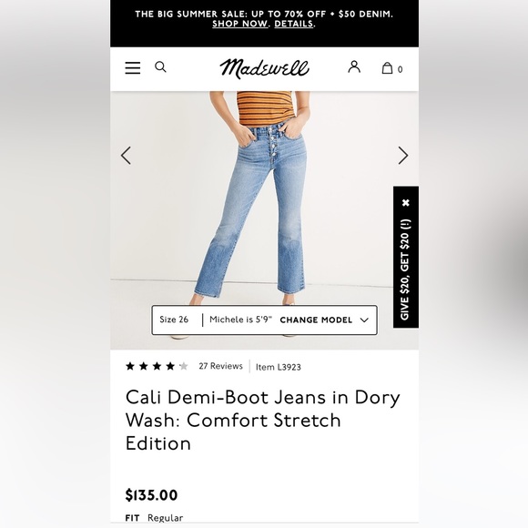Madewell Cali Demi-Boot Jeans in a Light Wash - Picture 8 of 9